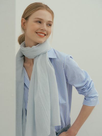 BB’DE SOLI’DE Fresh Cotton Scarf_Blue