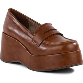 BC Footwear BC Footwear Ambitious Faux Leather Platform Wedge Loafer