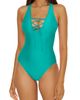BCA by Rebecca Virtue BCA by Rebecca Virtue Lace-Up Plunge One-Piece Swimsuit - 1