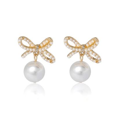bcbg bcbg Bow Pearl Drop Earrings