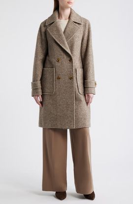 bcbg bcbg Double Breasted Wool Blend Herringbone Coat