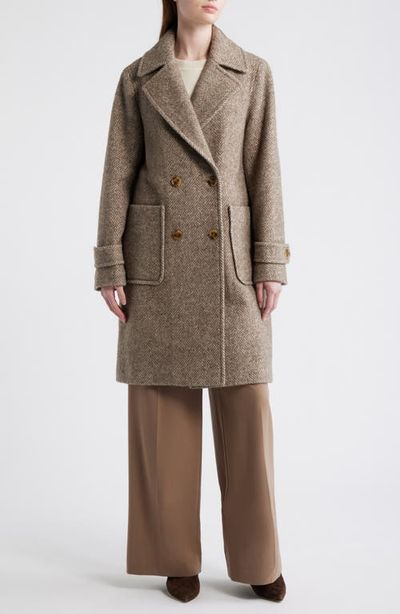 bcbg bcbg Double Breasted Wool Blend Herringbone Coat