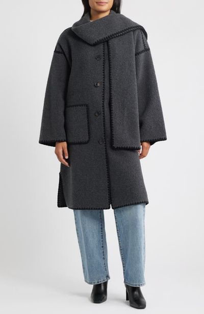 bcbg bcbg Embroidered Trim Long Scarf Coat
