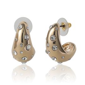 bcbg bcbg Gold-Tone Pavé Polka Dot Sculptural Hoop Earrings 