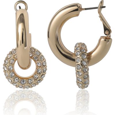 bcbg bcbg Pavé and Polished Gold-Tone Double Hoop Earrings