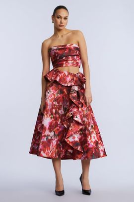 bcbg bcbg Printed Cascade Midi Skirt