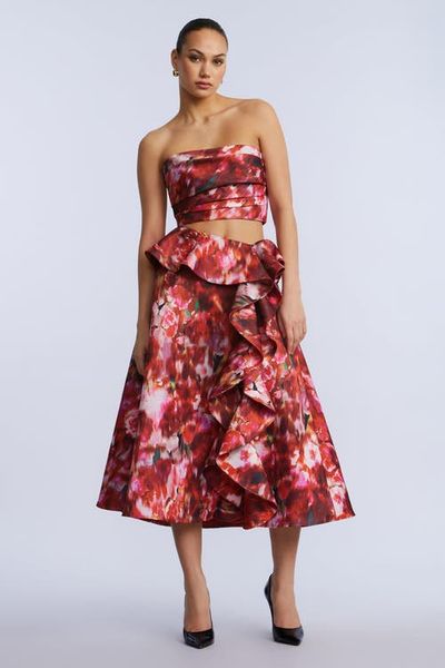 bcbg bcbg Printed Cascade Midi Skirt