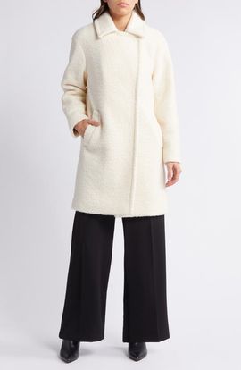 bcbg bcbg Walker Notch Lapel Longline Bouclé Coat