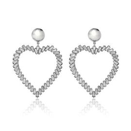 bcbg BCBGeneration Silver-Tone Heart Hoop Earrings
