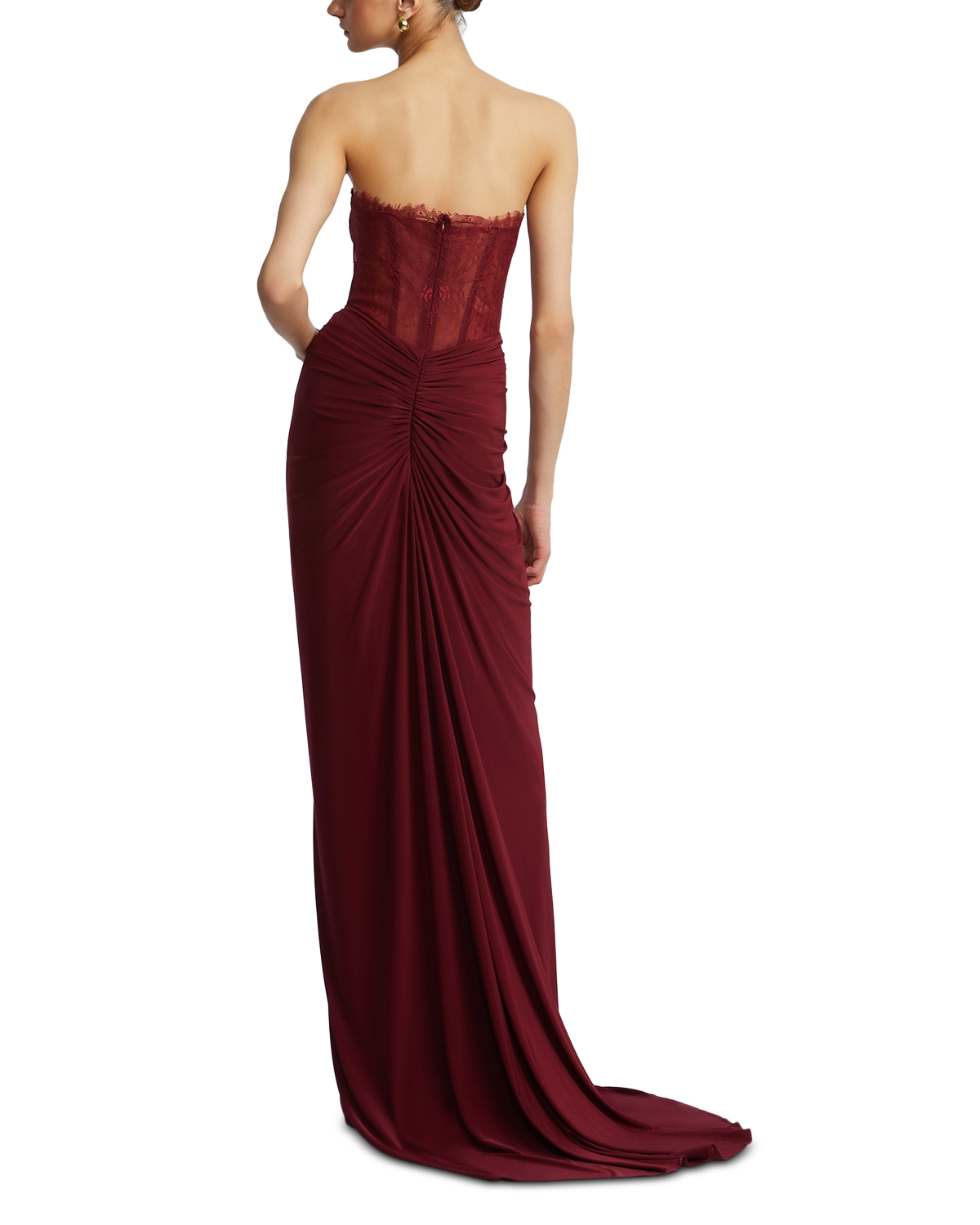 Bcbgmaxazria Lace Jersey Floor Sweeping Gown