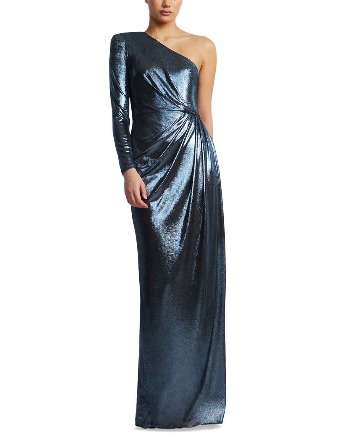 blue and gold chevron dress BCBGMAXAZRIA Womens Pleated Polyester Halter Dress main image 1