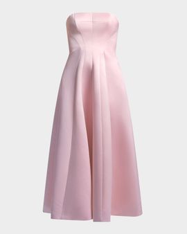 BCBGMAXAZRIA Lilly Strapless Fit-&-Flare Satin Midi Dress