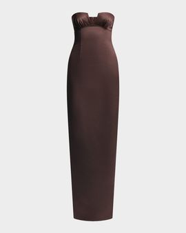 BCBGMAXAZRIA Mariane Strapless Satin Column Gown