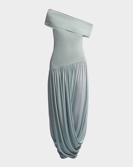 BCBGMAXAZRIA Myla Draped Off-Shoulder Maxi Dress
