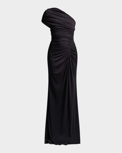 BCBGMAXAZRIA Solina Ruched One-Shoulder Stretch Jersey Gown