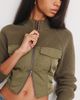 BDG BDG Andy Mixed Media Military Zip-Up Sweater in Dark Green, Women's at Urban Outfitters - 2