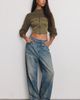 BDG BDG Andy Mixed Media Military Zip-Up Sweater in Dark Green, Women's at Urban Outfitters - 3
