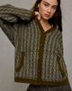 BDG BDG Anson Cable Knit Oversized Hooded Cardigan in Dark Green, Women's at Urban Outfitters - 1