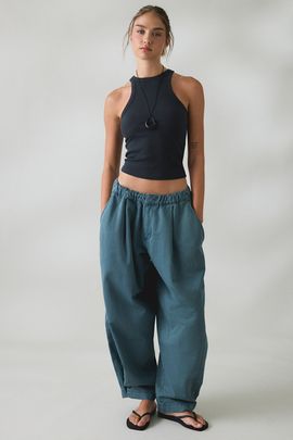 BDG BDG Bennie Baggy Side Pleat Pull-On Trousers Pant in Blue, Women's at Urban Outfitters
