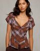 BDG BDG Bianca Peplum Short Sleeve Button-Down Shirt in Purple, Women's at Urban Outfitters - 1