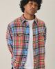 BDG BDG Bright Plaid Flannel Utility Overshirt Top in Black/White, Men's at Urban Outfitters - 3