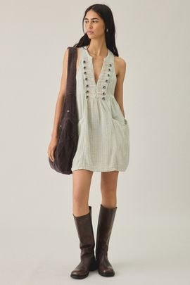BDG BDG Cadet Button Sleeveless Shift Mini Dress in Light Green, Women's at Urban Outfitters