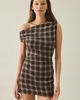 BDG BDG Checked Out Draped Asymmetric Off-The-Shoulder Mini Dress in Purple, Women's at Urban Outfitters - 2