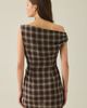 BDG BDG Checked Out Draped Asymmetric Off-The-Shoulder Mini Dress in Purple, Women's at Urban Outfitters - 5