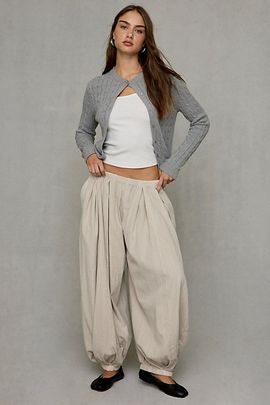 BDG BDG Cloud Cotton Low-Rise Baggy Balloon Pants in Powder white, Women's at Urban Outfitters