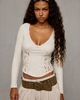 BDG BDG Coral Lace Detail V-Neck Long Sleeve Tee in Beige, Women's at Urban Outfitters - 2