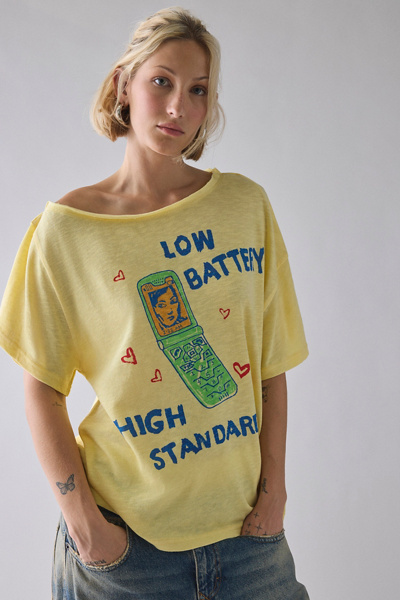BDG - Courtney Low Battery Graphic Off-The-Shoulder Oversized Tee
