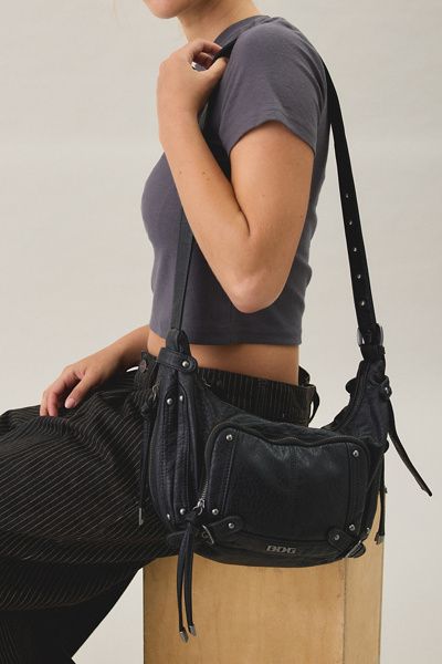 BDG BDG Darya Faux Leather Crossbody Bag in Black, Women's at Urban Outfitters