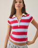BDG BDG Dorm Room Cotton Polo Baby Tee in Black/White Stripe, Women's at Urban Outfitters - 1