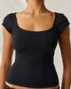 BDG BDG Drew Cap Sleeve Square Neck Cropped Tee Top in Black, Women's at Urban Outfitters - 2