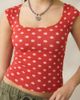 BDG BDG Drew Cap Sleeve Square Neck Cropped Tee Top in Red berry, Women's at Urban Outfitters - 3