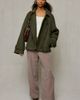 BDG BDG Drew Double-Breasted Wool Blend Funnel Neck Coat Jacket in Khaki, Women's at Urban Outfitters - 4