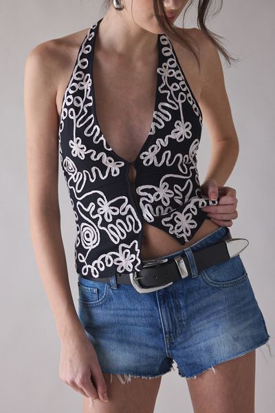Bdg Everyday Western Leather Belt In Black