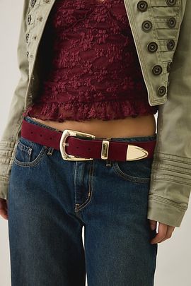 BDG BDG Everyday Western Suede Belt in Maroon, Women's at Urban Outfitters