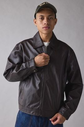 BDG BDG Faux Leather Zip Jacket in Black, Men's at Urban Outfitters