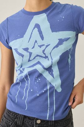 BDG BDG Graffiti Star Graphic Short Sleeve Spill The Tee in Blue, Women's at Urban Outfitters