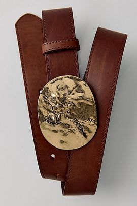 BDG BDG Hammered Buckle Leather Belt in Brown, Women's at Urban Outfitters