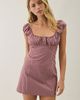 BDG BDG Highland Square Neck Puff Sleeve Plaid Mini Dress in Red berry, Women's at Urban Outfitters - 2