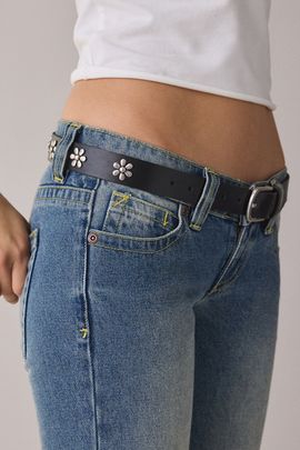 BDG BDG In Bloom Flower Studded Leather Belt in Black, Women's at Urban Outfitters