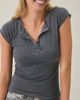 BDG BDG Ivy Raglan Short Sleeve Henley Tee in Black, Women's at Urban Outfitters - 1