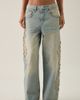 BDG BDG Jaya Frayed Applique Baggy Boyfriend Jeans in Medium Blue, Women's at Urban Outfitters - 2