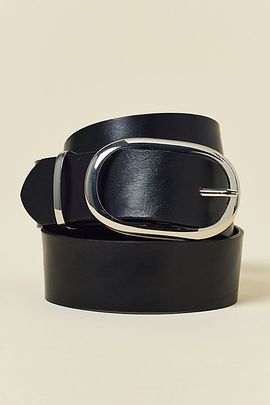 BDG BDG Kayla Oval Buckle Wide Leather Belt in Black, Women's at Urban Outfitters