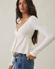 BDG BDG Keepsake Surplice V-Neck Long Sleeve Babydoll Top in Ivory, Women's at Urban Outfitters - 1
