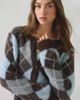 BDG BDG Kennedy Argyle Fuzzy Knit Oversized Cardigan in Blue, Women's at Urban Outfitters - 1