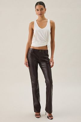 BDG BDG Kimmy Faux Leather Ultra Low-Rise Bootcut Pants in Wine, Women's at Urban Outfitters