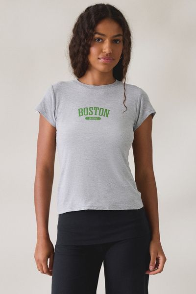 BDG BDG Local Graphic Short Sleeve Spill The Tee in Boston Grey, Women's at Urban Outfitters